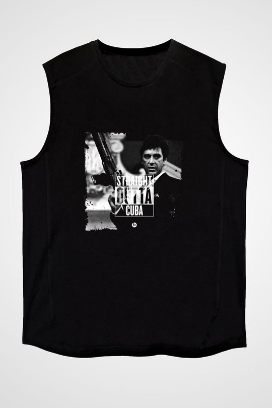 Al Pacino Baskılı Unisex Siyah Kolsuz Tişört
