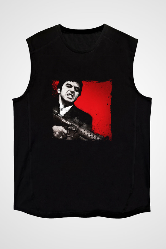Al Pacino Baskılı Unisex Siyah Kolsuz Tişört