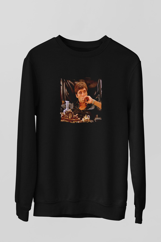 Al Pacino Baskılı Unisex Siyah Sweatshirt