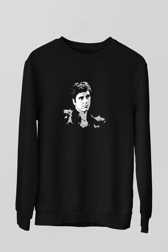 Al Pacino Baskılı Unisex Siyah Sweatshirt