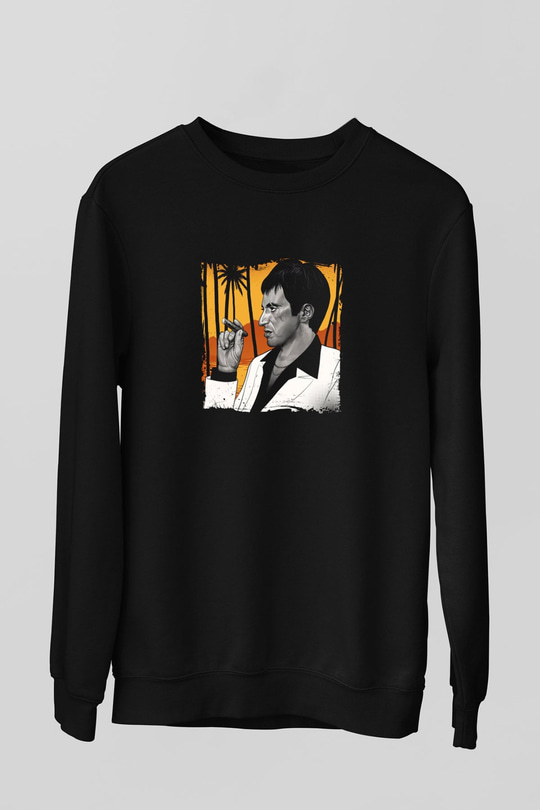 Al Pacino Baskılı Unisex Siyah Sweatshirt