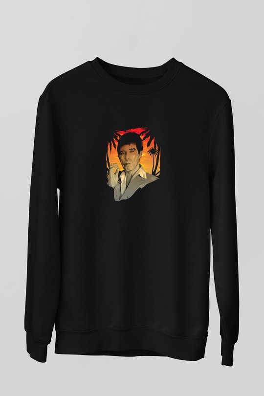 Al Pacino Baskılı Unisex Siyah Sweatshirt