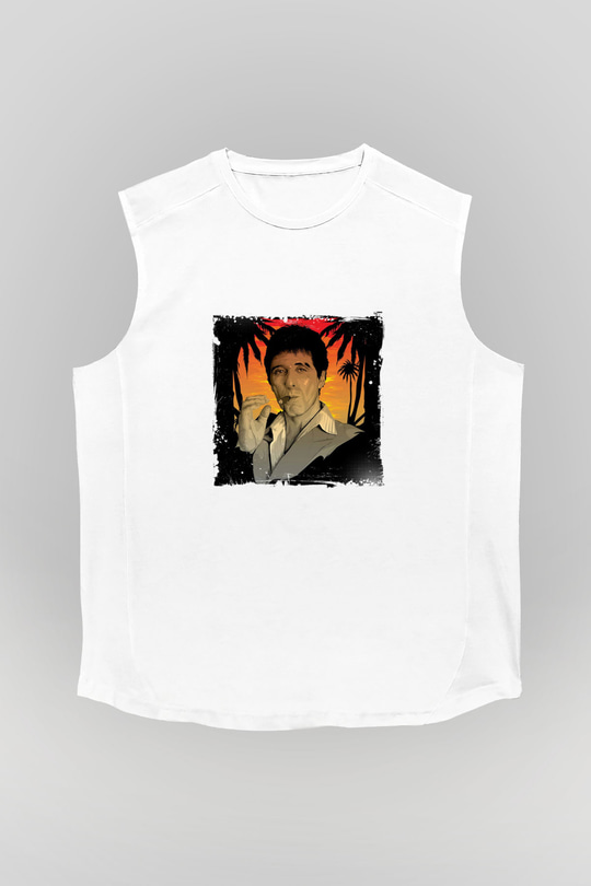 Al Pacino Unisex Baskılı Beyaz Kolsuz Tişört