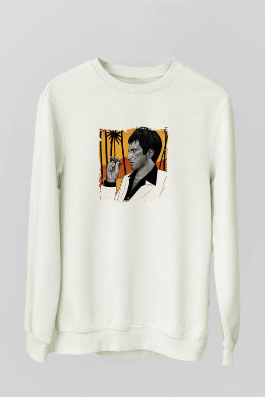 Al Pacino Unisex Baskılı Beyaz Sweatshirt
