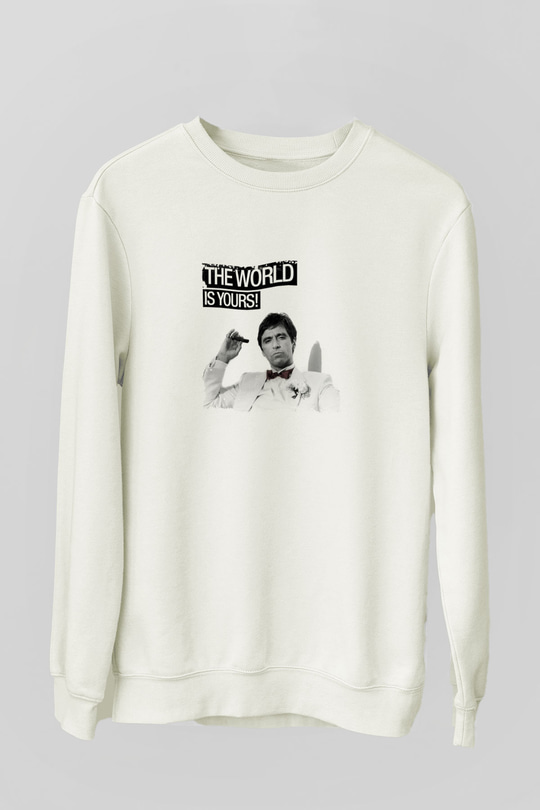 Al Pacino Unisex Baskılı Beyaz Sweatshirt