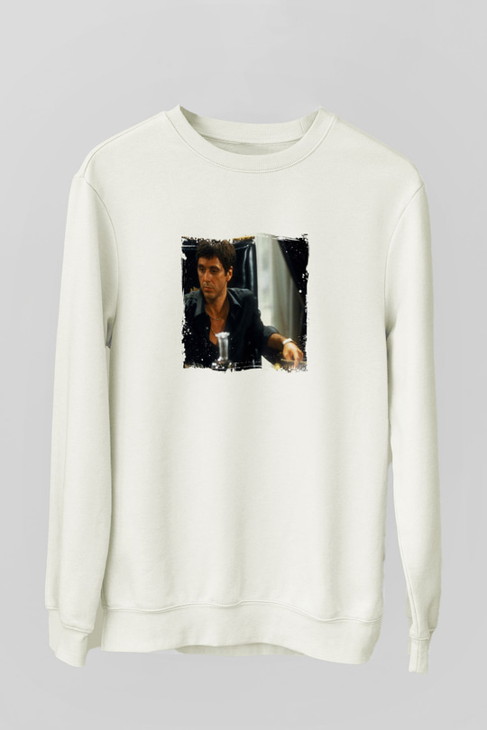 Al Pacino Unisex Baskılı Beyaz Sweatshirt