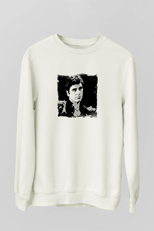 Al Pacino Unisex Baskılı Beyaz Sweatshirt