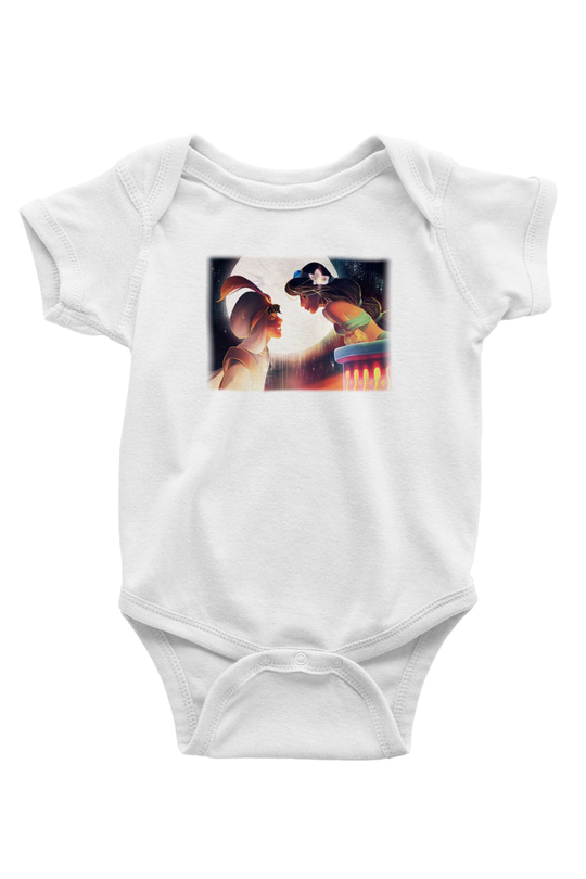 Aladdin Baskılı Beyaz Unisex Bebek Body - Zıbın