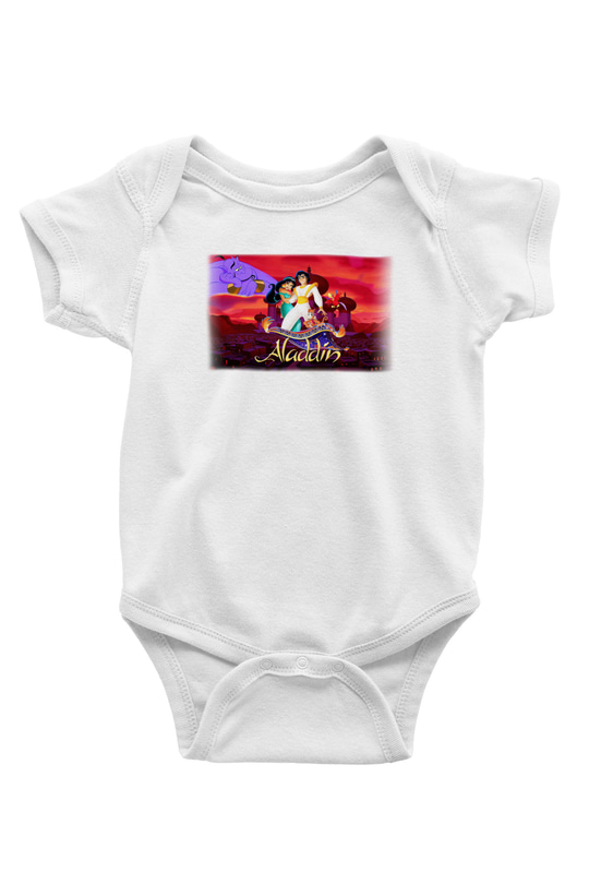 Aladdin Baskılı Beyaz Unisex Bebek Body - Zıbın