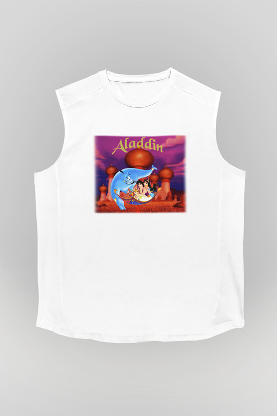 Aladdin Beyaz Unisex Kolsuz Tişört