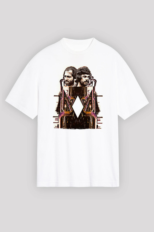 Alan Persons Project Baskılı Beyaz Unisex Oversize Tişört - Tshirt