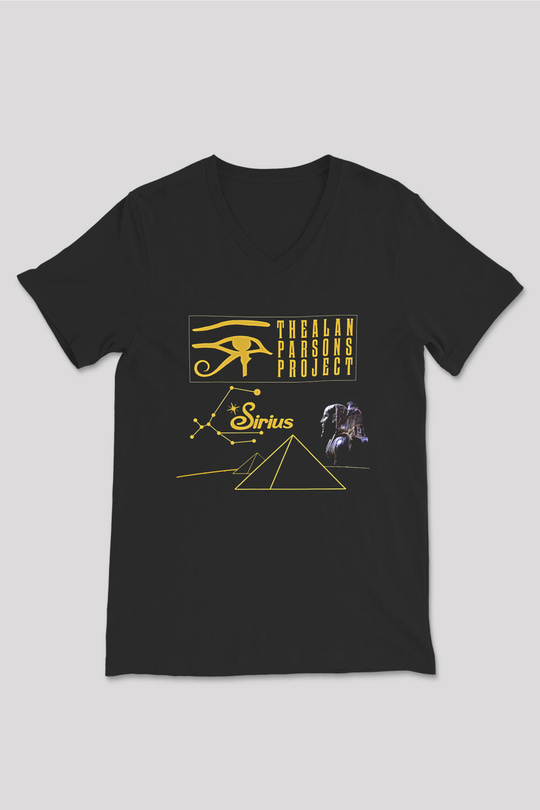 Alan Persons Project Baskılı Unisex Siyah V Yaka Tişört - Tshirt