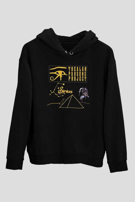 Alan Persons Project Baskılı Unisex Siyah Kapüşonlu Sweatshirt