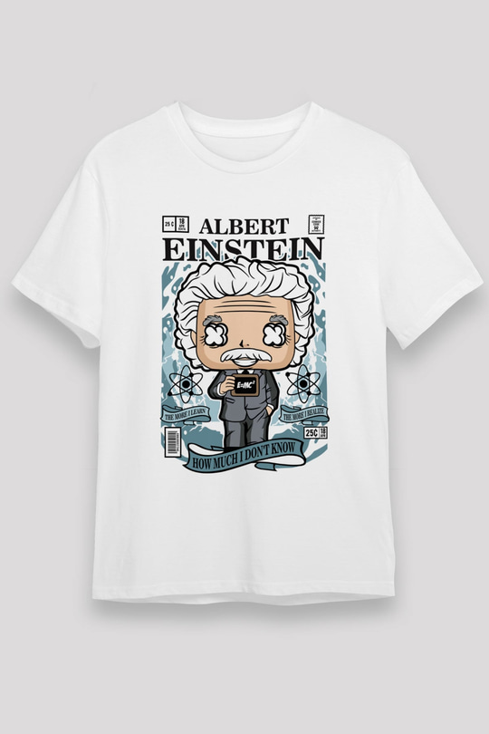 Albert Einstein Baskılı Unisex Beyaz Tişört