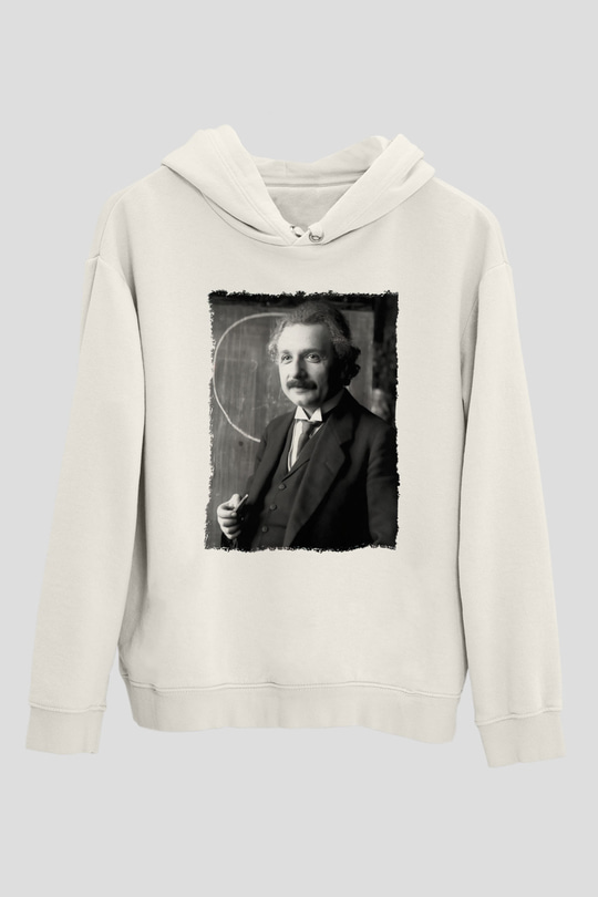 Albert Einstein Beyaz Unisex Kapüşonlu Sweatshirt