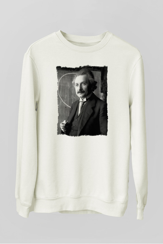 Albert Einstein Beyaz Unisex Sweatshirt