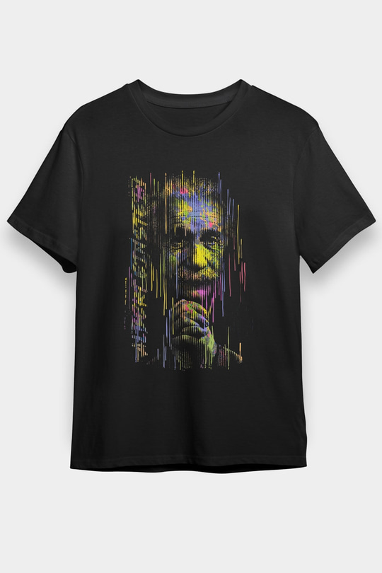 Albert Einstein Fotoğraf Baskılı Unisex Siyah Tişört - Tshirt