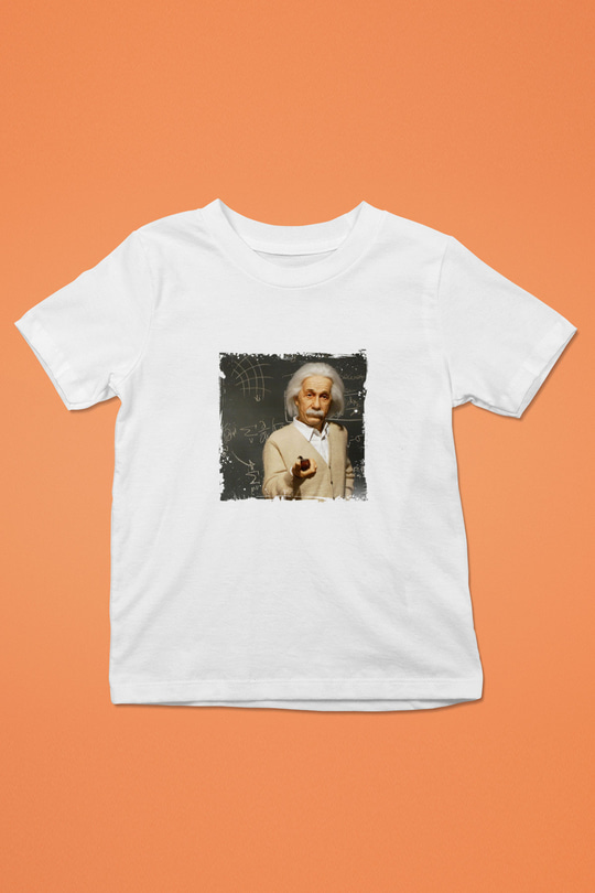 Albert Einstein Unisex Baskılı Beyaz Çocuk Tişört
