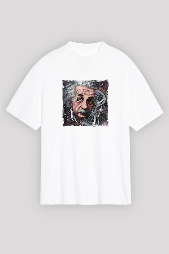 Albert Einstein Unisex Baskılı Beyaz Tişört