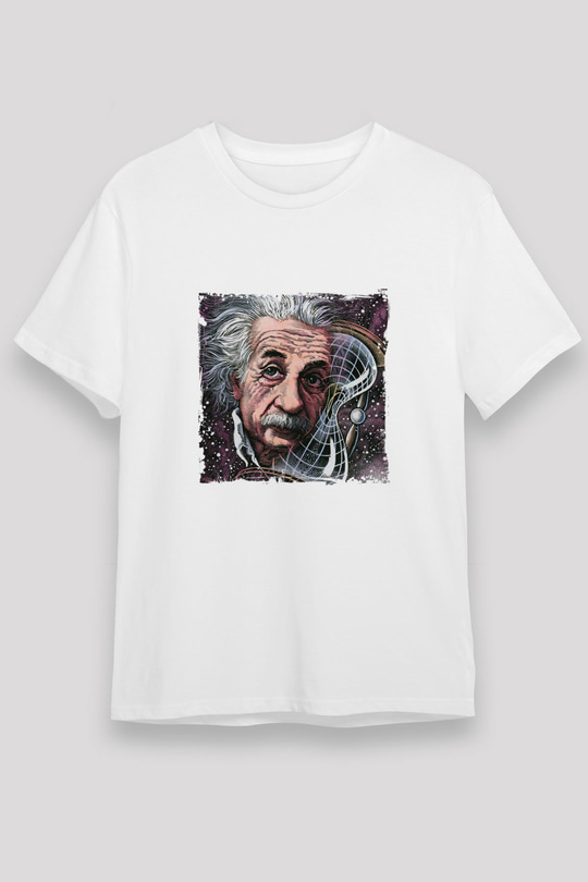 Albert Einstein Unisex Baskılı Beyaz Tişört