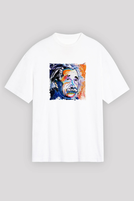 Albert Einstein Unisex Baskılı Beyaz Tişört