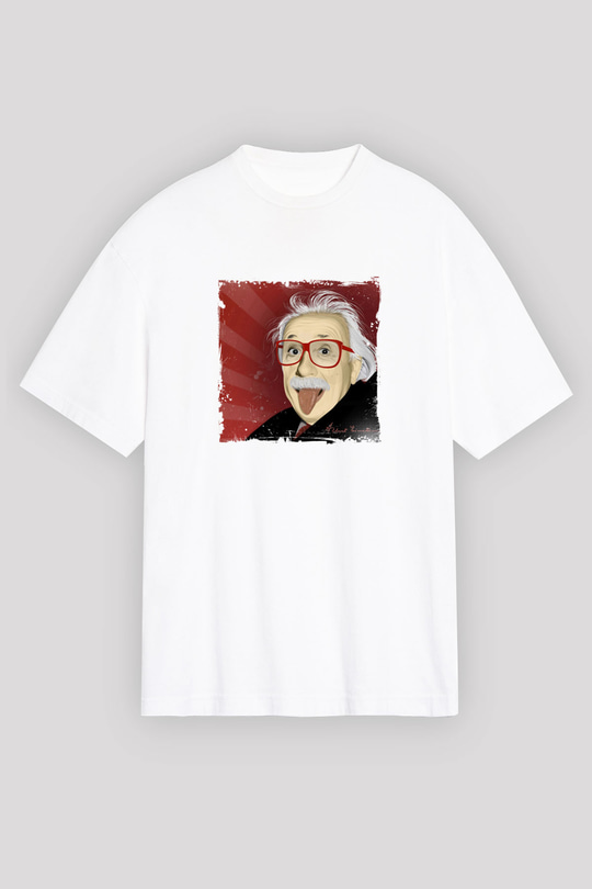 Albert Einstein Unisex Baskılı Beyaz Tişört