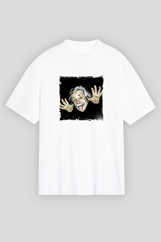 Albert Einstein Unisex Baskılı Beyaz Tişört