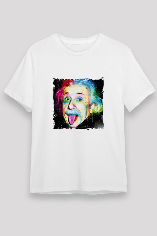Albert Einstein Unisex Baskılı Beyaz Tişört