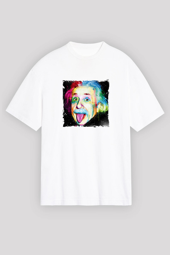 Albert Einstein Unisex Baskılı Beyaz Tişört