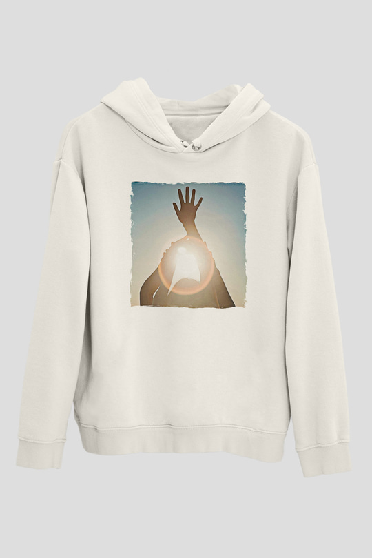 Alcest Baskılı Beyaz Unisex Kapüşonlu Sweatshirt
