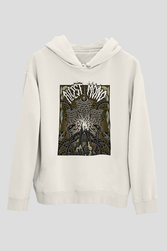 Alcest Baskılı Beyaz Unisex Kapüşonlu Sweatshirt