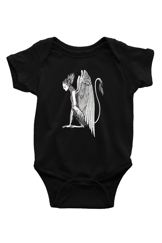 Alcest Baskılı Unisex Siyah Bebek Body - Zıbın