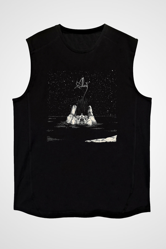 Alcest Baskılı Unisex Siyah Kolsuz Tişört - Tshirt