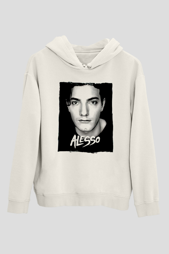 Alesso Beyaz Unisex Kapüşonlu Sweatshirt