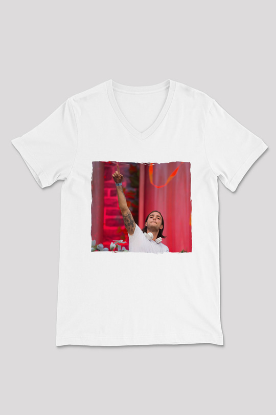 Alesso Beyaz Unisex V Yaka Tişört