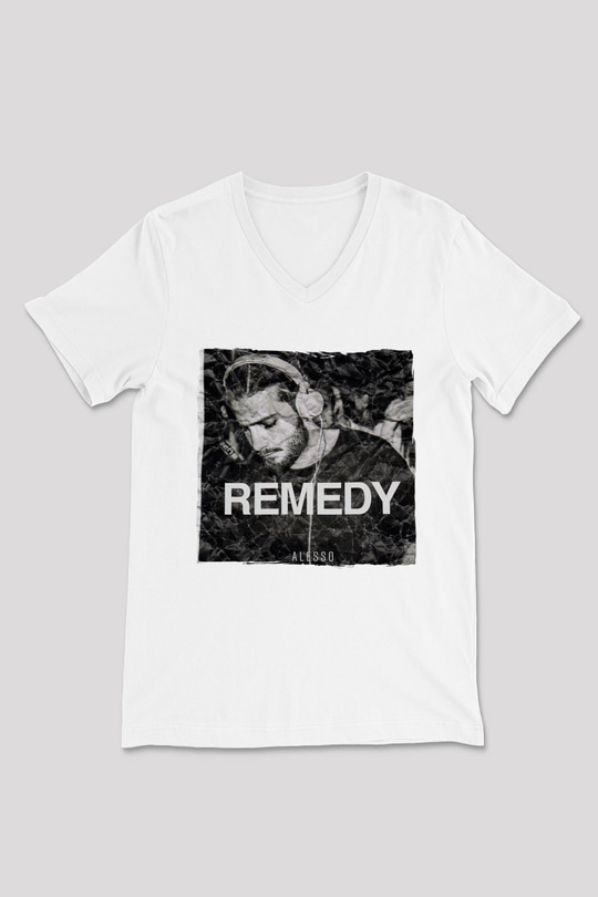 Alesso Beyaz Unisex V Yaka Tişört