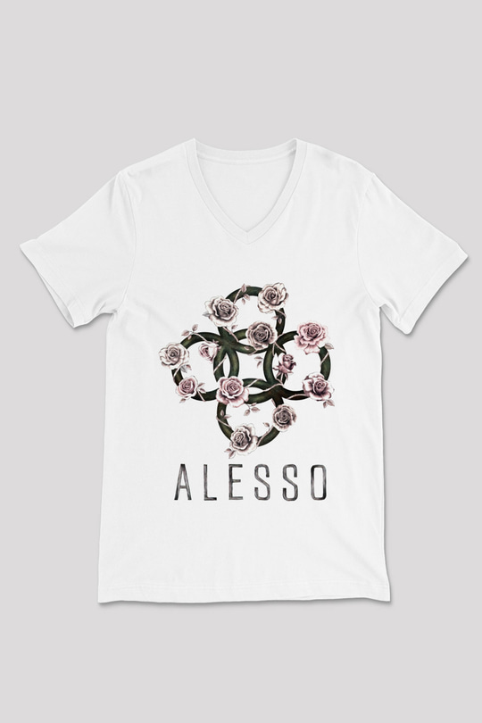 Alesso Beyaz Unisex V Yaka Tişört T-Shirt