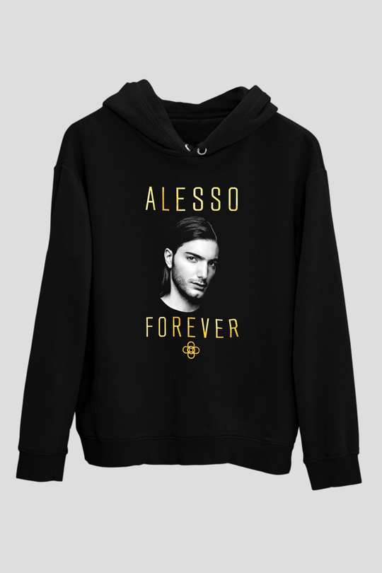 Alesso Siyah Unisex Kapüşonlu Sweatshirt