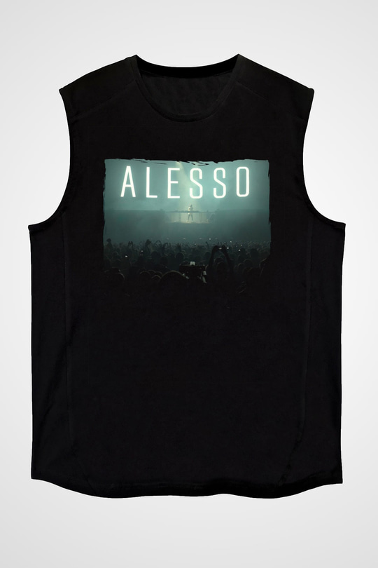 Alesso Siyah Unisex Kolsuz Tişört
