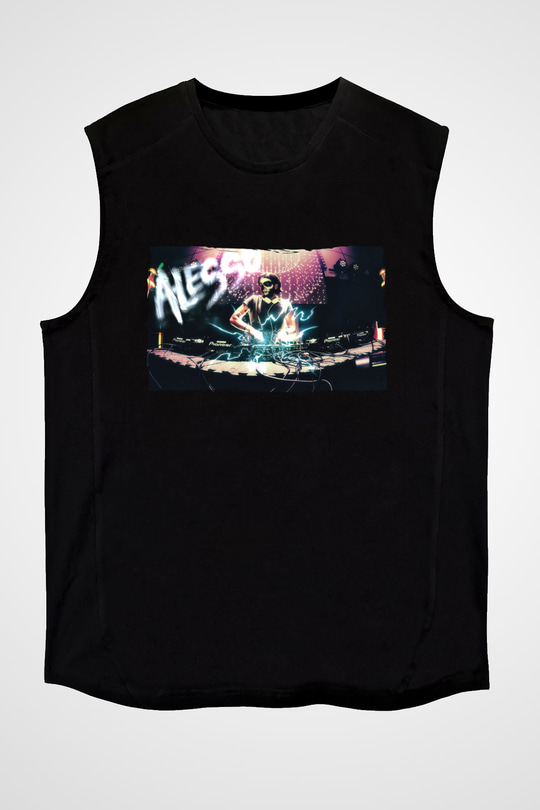 Alesso Siyah Unisex Kolsuz Tişört