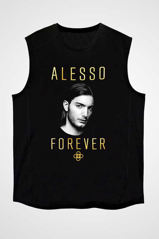 Alesso Siyah Unisex Kolsuz Tişört