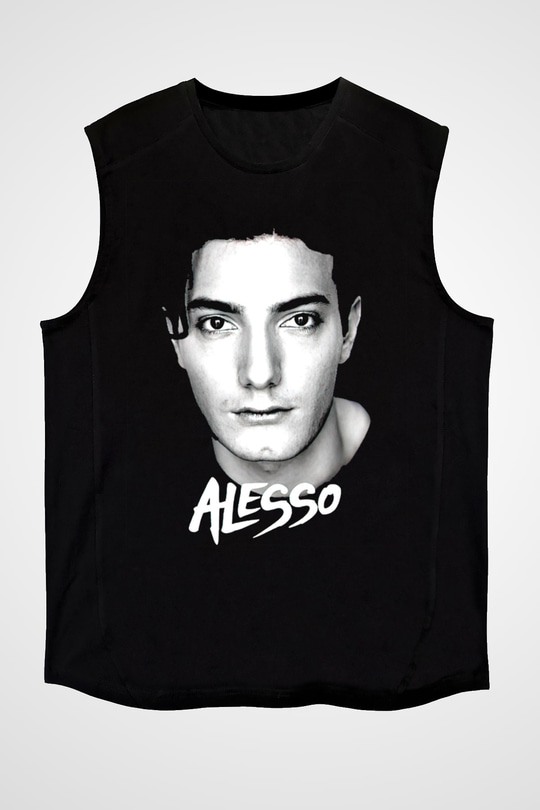 Alesso Siyah Unisex Kolsuz Tişört