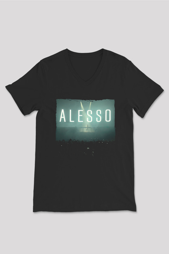 Alesso Siyah Unisex V Yaka Tişört