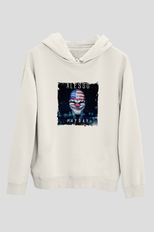 AlessoBaskılı Beyaz Hoodie