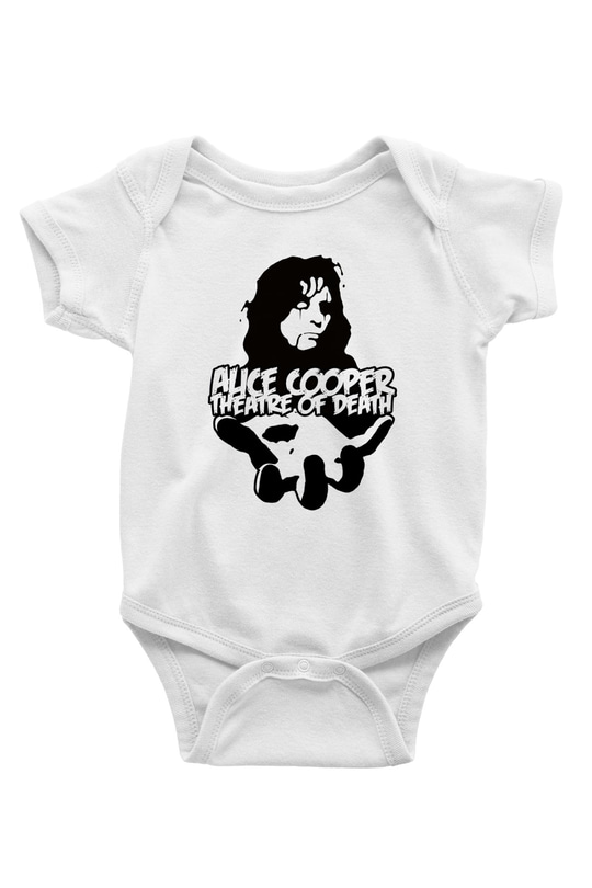 Alice Cooper Baskılı Beyaz Unisex Bebek Body - Zıbın