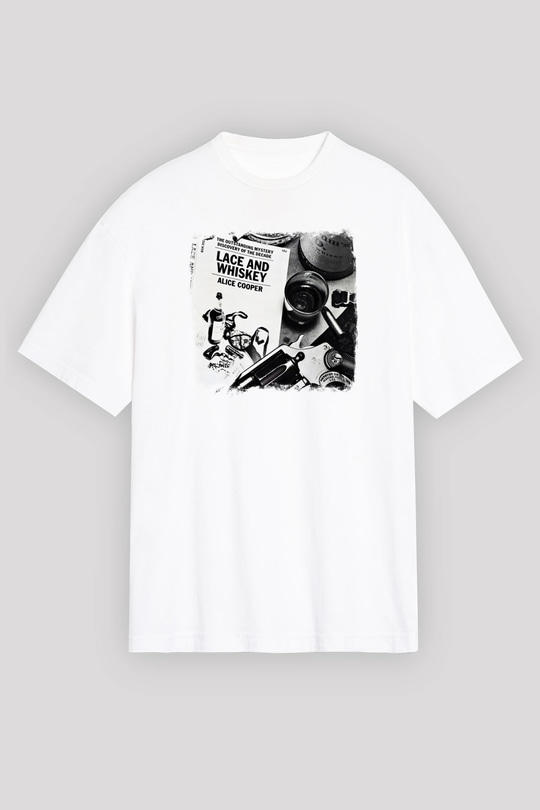 Alice Cooper Baskılı Unisex Beyaz Oversize Tişört