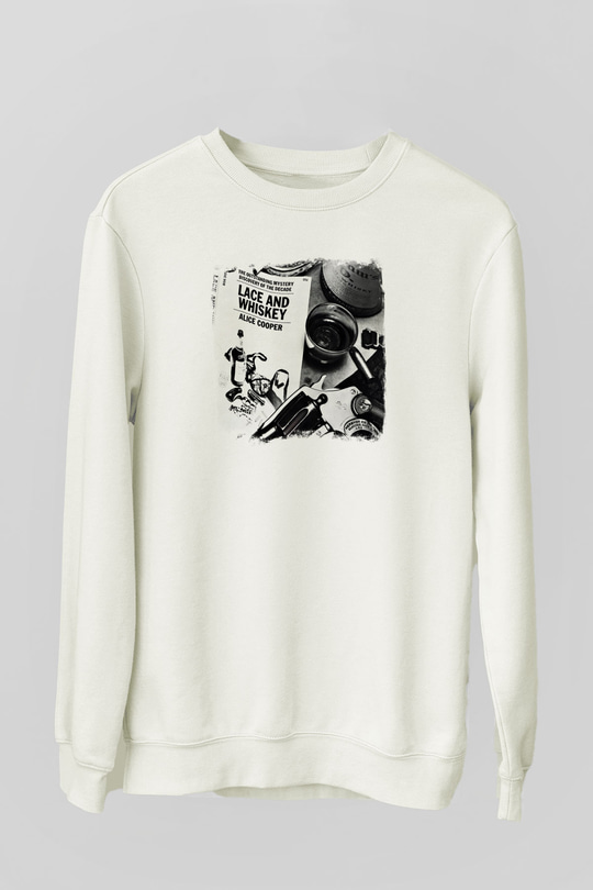 Alice Cooper Baskılı Unisex Beyaz Sweatshirt