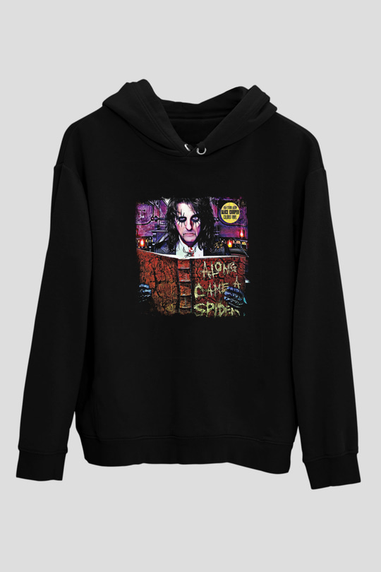 Alice Cooper Baskılı Unisex Siyah Hoodie