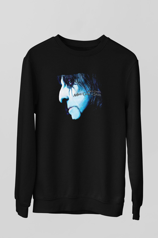 Alice Cooper Baskılı Unisex Siyah Sweatshirt