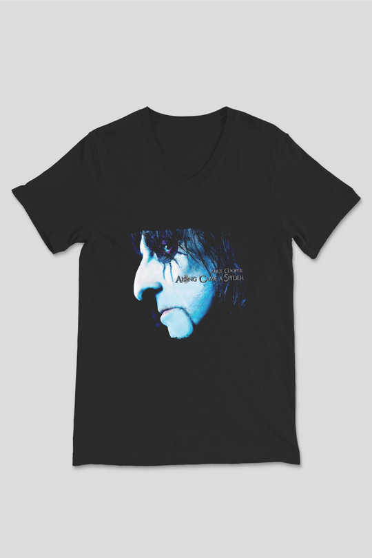 Alice Cooper Baskılı Unisex Siyah V Yaka Tişört